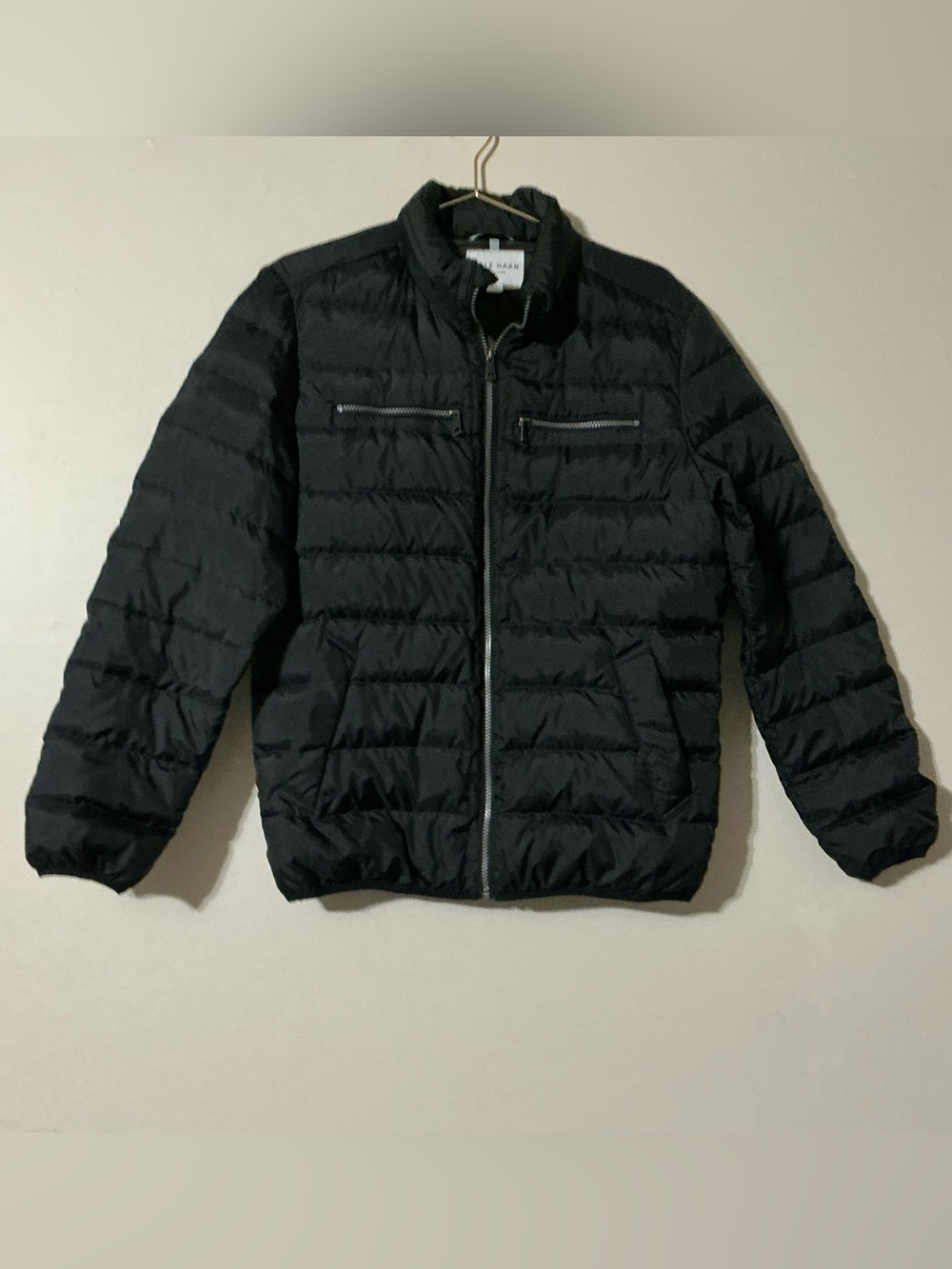 Cole Haan Puffer Jacket Black Down Filled Zip Sz S
